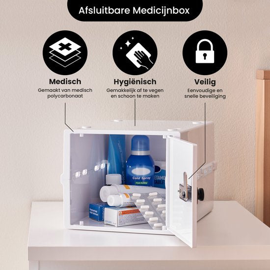 Lockabox One™ Boîte de rangement avec serrure à chiffres - Armoire à pharmacie verrouillable - Coffre-fort en polycarbonate - Résistant au réfrigérateur et au congélateur - 10,5 litres - 31 x 21 x 17 cm.