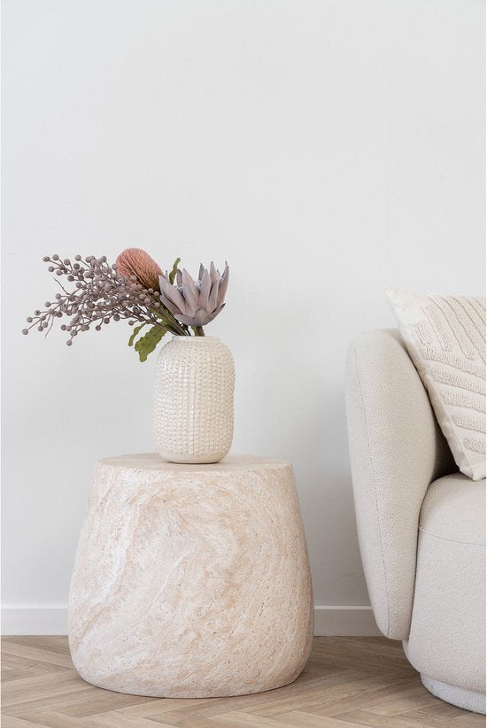 House Nordic - Table d'appoint Bonn - Design scandinave - Rond - Naturel - Ø47,5 cm - Compact - Durable - Fiberclay