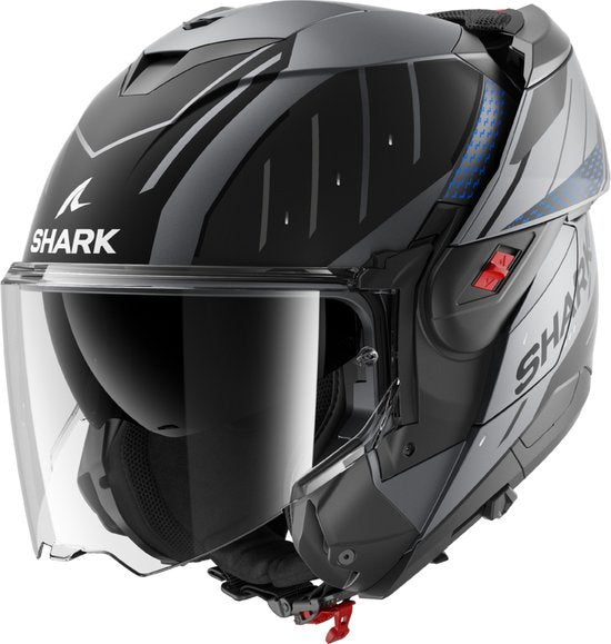 Shark Oxo system helmet casque moto Rydger mat anthracite bleu noir - Taille XXL