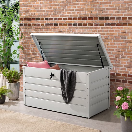 Boîte de rangement en métal / Boîte à coussins Limani - 380 litres - Blanc