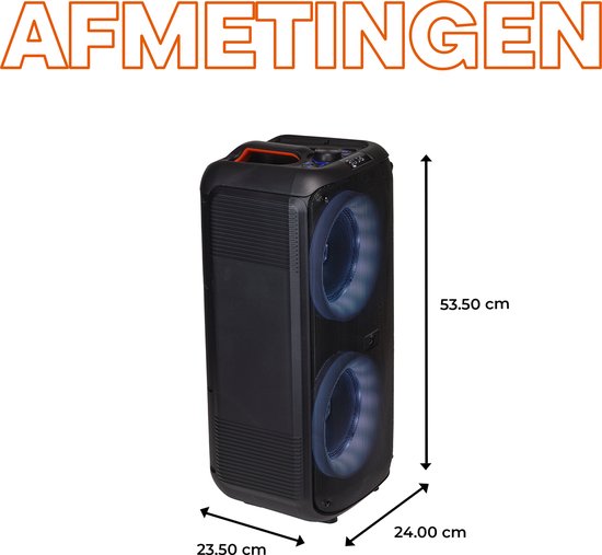 Denver - Haut-parleurs Bluetooth Party Box - Lumières disco - Télécommande incluse - Connexion microphone - BPS354 - Noir