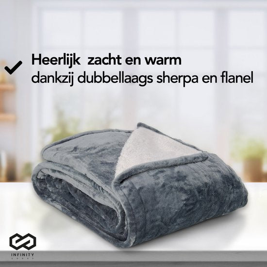 Infinity Goods Couverture électrique - Couverture chauffante - 2 personnes - 180 x 160 cm - Avec minuterie - Couverture - Polaire - Anthracite