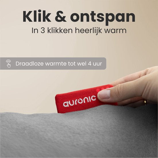 Auronic Heat Pillow - Classic - 45x60 - Sans fil - Rechargeable - Oreiller électrique - Infrarouge - Gris
