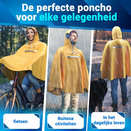 Nextcover Poncho de pluie pour femmes et hommes | Cape de pluie avec technologie AquaShield 2.0, coupe-vent et imperméable | Idéal pour le cyclisme, la randonnée et la pêche | Poncho de vélo pour adultes Unisexe | Poncho