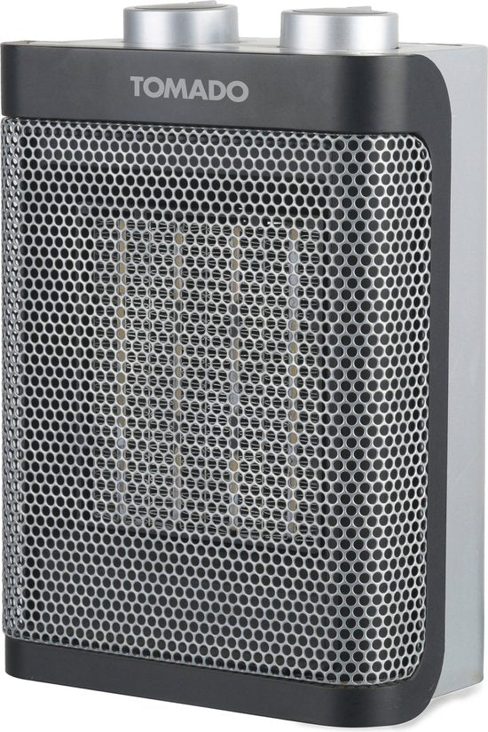 Tomado THC1501B - Chauffage céramique - 24m² - 1500 watts - 2 niveaux de chaleur - Noir/gris