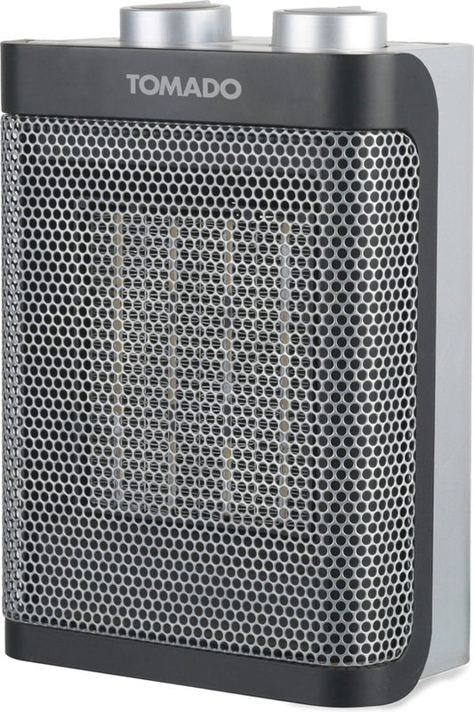 Tomado THC1501B - Chauffage céramique - 24m² - 1500 watts - 2 niveaux de chaleur - Noir/gris