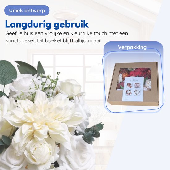 Hilvard - Fausses fleurs - Fleurs artificielles - Bouquet de mariage - Boîte à fleurs DIY - Décoration intérieure - Rouge et crème