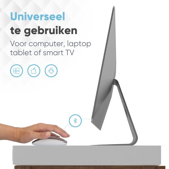 Souris sans fil Trendfield - Souris d'ordinateur rechargeable - Bluetooth - Souris ergonomique avec clic silencieux - Convient à tous les ordinateurs portables - Argent