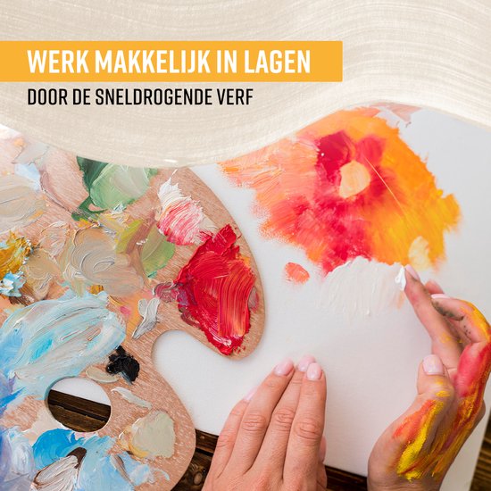 NAPI Peinture acrylique 24 couleurs + 3 pinceaux - Prêt à l'emploi - Cercle de couleurs inclus - Peinture Hobby - Peinture acrylique - 24 Tubes