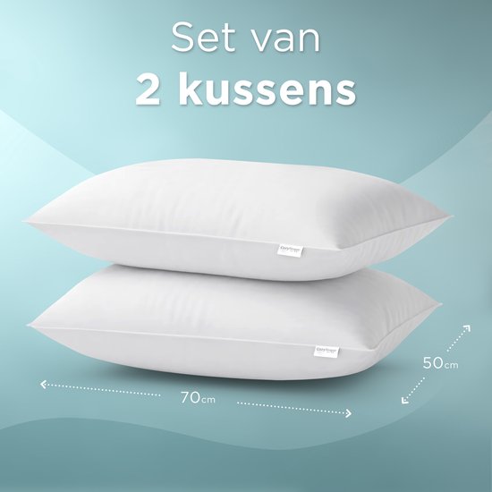 Oreiller CozySense® - Lot de 2 - 50x70 CM - Oreiller de sommeil respirant avec housse en microfibre douce - Oreiller d'hôtel - Oreiller - Pour les dormeurs sur le côté, le ventre et le dos