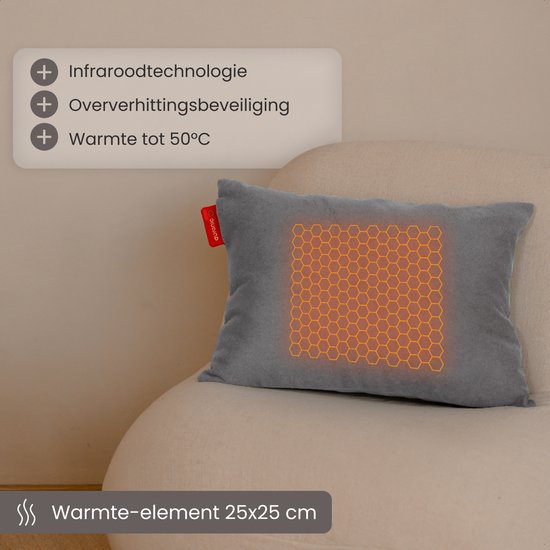 Auronic Heat Cushion - Classic - 45x60 - Sans fil - Rechargeable - Coussin électrique - Infrarouge - Anthracite