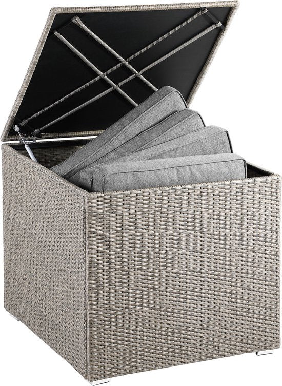Casa Boîte à coussins - Boîte de jardinage - Boîte de rangement pour coussins - Crème - 75x75x70cm