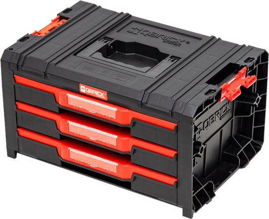 Qbrick System - PRO Drawer 3 Toolbox 2.0 Expert - 450 x 310 x 244 mm - Plastique PP noir - Boîte à outils modulaire avec 3 tiroirs - Organisation optimale de l'atelier