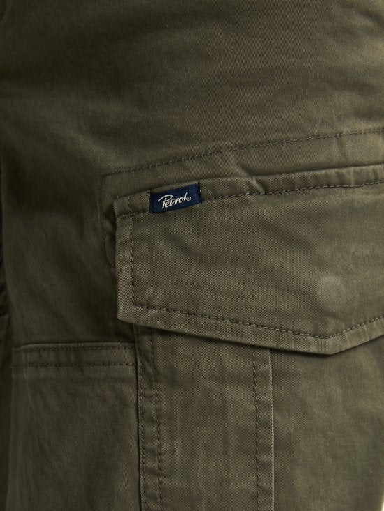 Pantalon cargo Petrol Industries pour hommes - Devant en cuir - Pantalon - Vêtements pour hommes - Vert - Taille W32L32