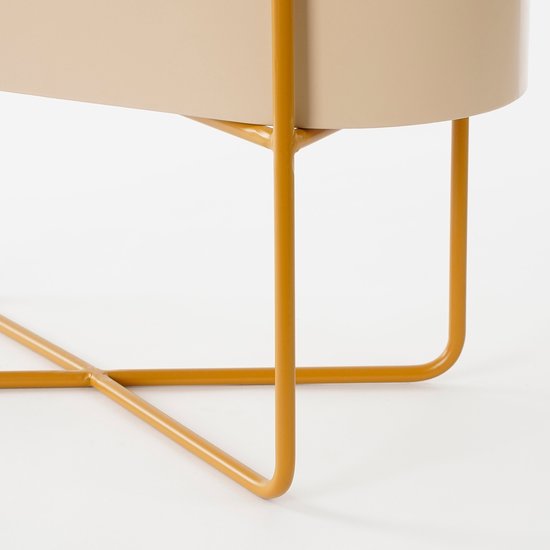 Mica Decorations Jardinière sur pied Shandy - L54 x L23 x H48 cm - Métal - Blanc cassé, Marron clair