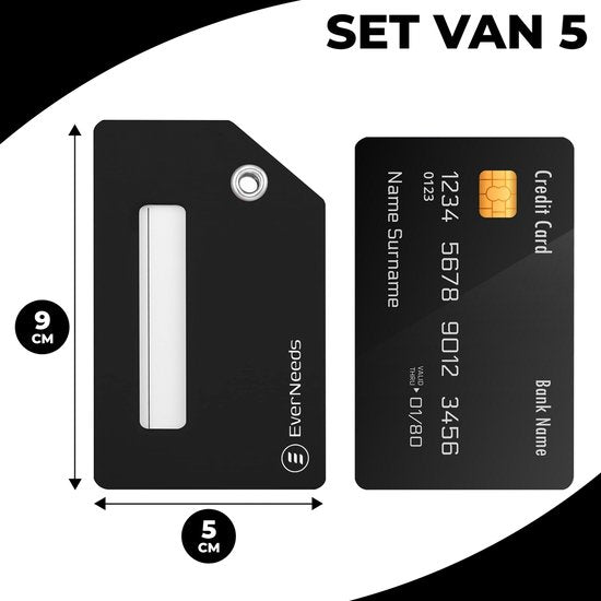 EverNeeds Etiquette de bagage - Silicone - Etiquette de bagage pour valises - Etiquettes de bagage - Noir - 5 pièces