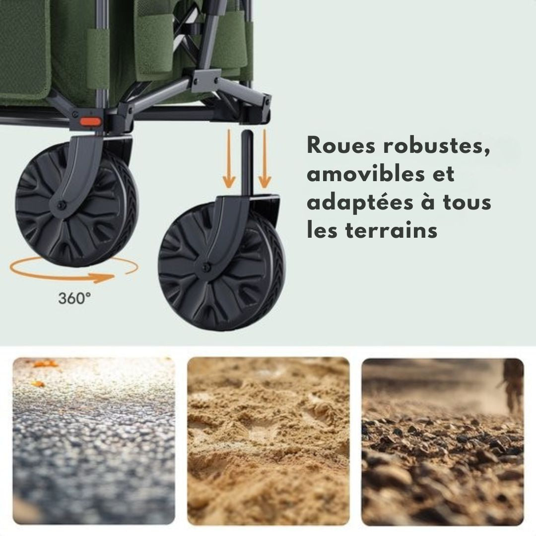 LifeGoods Wagon - 130KG - 200L - Pliable - Avec housse de protection - Vert