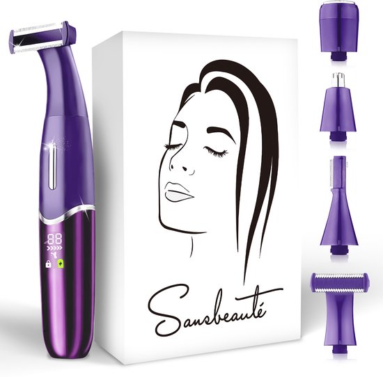 Tondeuse bikini 4 en 1 - Sansbeauté® - Visage - Aisselles - Jambes - Maillot - Tondeuse à sourcils - Epilation visage femmes - Zone intime - Ladyshaves Bikini - Epilateur électrique