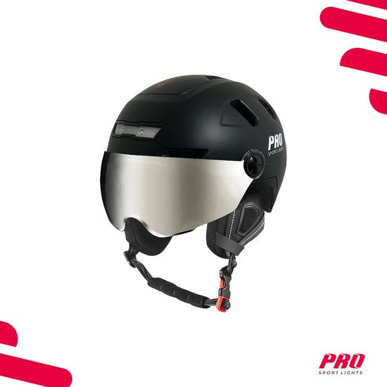 Pro Sport Lights - Speed Pedelec Helmet NTA-8776 - Taille Medium (49-55 cm) & Avec Visière - Equipé d'oreillettes et ajustable - Pour E-bike et Moped Scooter - Plastique noir