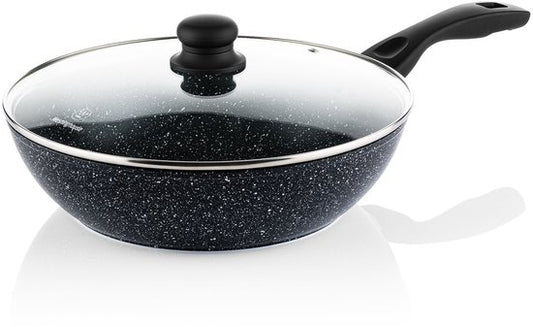 Wok Westinghouse - Ø 30 cm - Induction - Sans PFOA - Couvercle inclus - Marbre noir