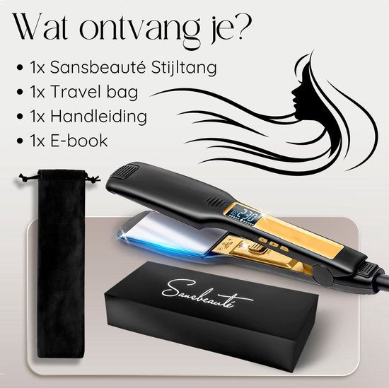 Sansbeauté® Professional Straightener - 2 in 1 - Curling tongs - Straighteners - Hair Straightener - Fast Warm-up - 80℃ to 230℃ - Straightening & Curling - ION technology