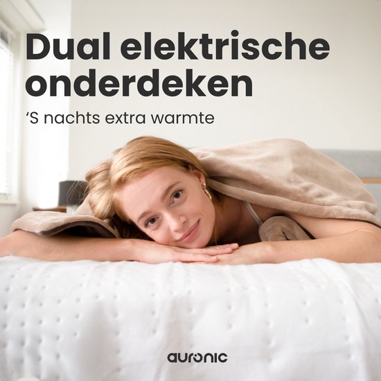 Couverture électrique Auronic XL - 190x90cm - 1 personne - 2 zones de chaleur - Couverture chauffante - Blanc