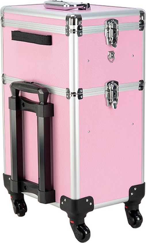 Valise de coiffure trolley - valise de maquillage valise à ongles - valise de maquillage - valise de beauté - rose
