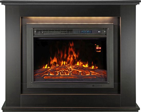 Chauffage électrique - Rectangulaire - 2000 Watt - Noir - Effet de feu inclus