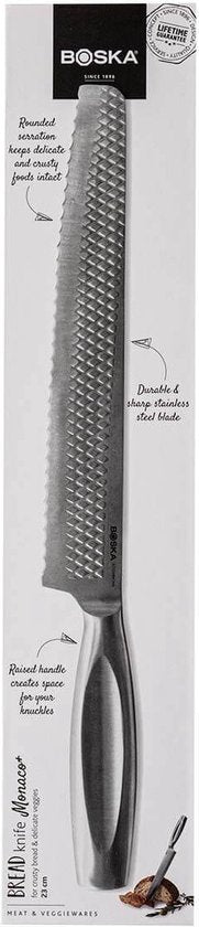 Boska Couteau à pain Monaco+ - Couteau ergonomique - Acier inoxydable - 23 cm
