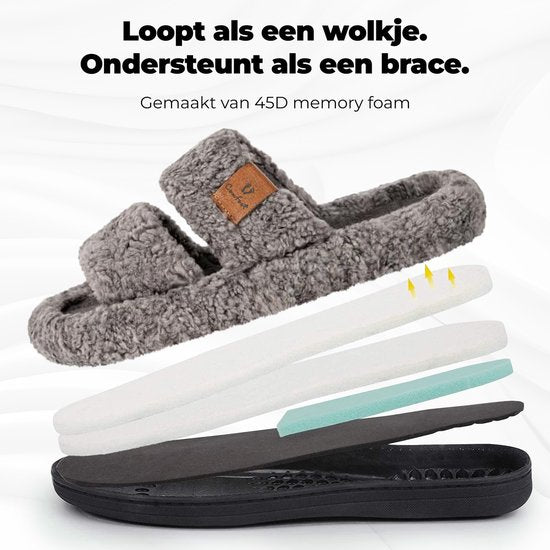 Chaussons Dames - Chaussons - Taille 42/43 - Gris - Antidérapant - Comfeet