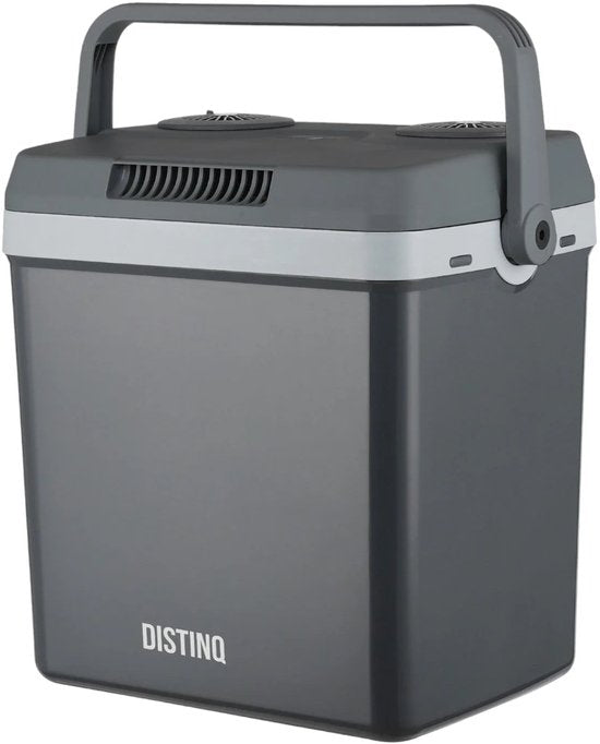 DistinQ Glacière électrique pour voiture et camping - Glacière électrique avec fonction chauffage - 12v 230 Volt - 25L - Gris