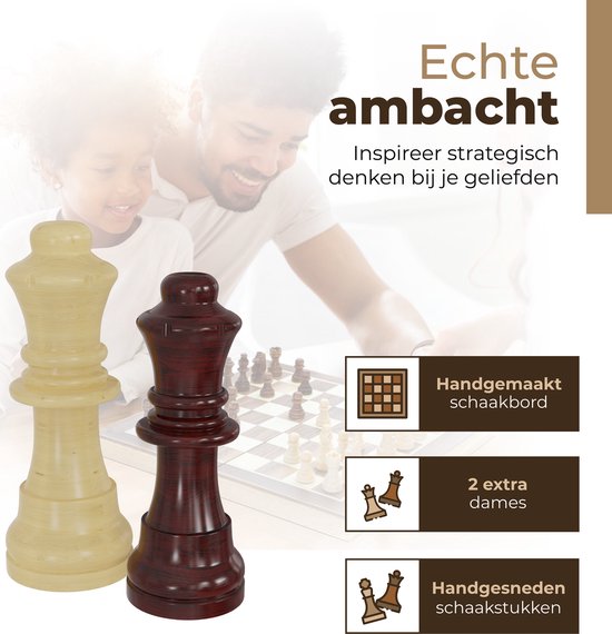 Échiquier Windsor - avec pièces - 30 cm - Annotations - Jeu d'échecs - Jeu d'échecs magnétique - Jeu d'échecs - Bois
