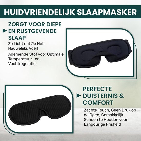Novalance - Masque de sommeil de luxe - 3D Ergonomique - 100% obscurcissant - Mousse à mémoire de forme - Masque de sommeil - Masque pour les yeux