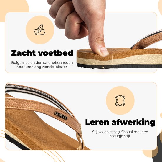 Pantoufles pour dames - Sandales - Marron - Taille 37 - Comfeet