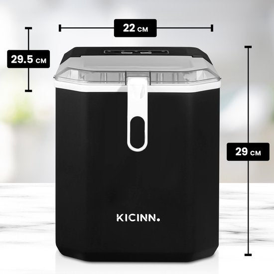Kicinn Machine à glaçons - Machine à glaçons - Machine à glaçons - Cuillère à glaçons - 12kg/24h - Fonction auto-nettoyante - Noir