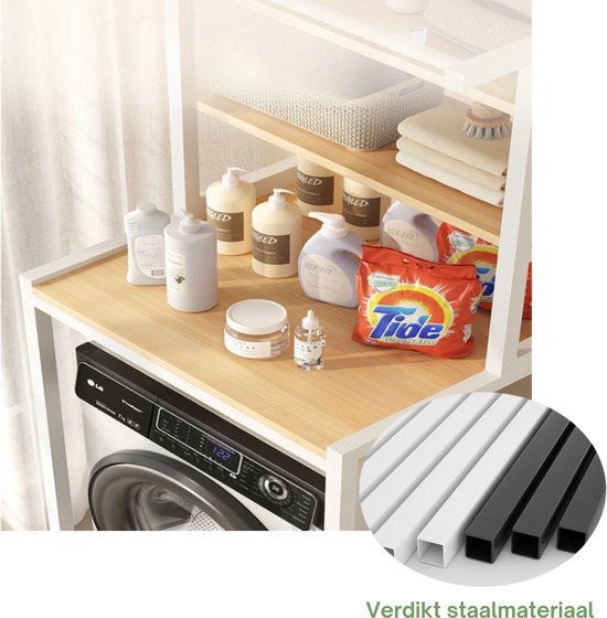 Livista® Laundry Cupboard - 3-Layer Storage Rack - Space-saving Laundry Room Organizer - 181x60x70 CM - White