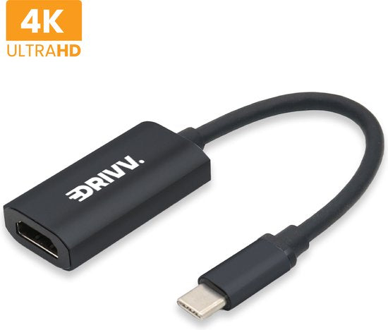 Drivv. Adaptateur USB C vers HDMI - Supporte 4K 60Hz - Type C vers HDMI - Thunderbolt 3 - Noir