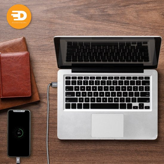 Drivv. Câble USB vers USB C - Chargeur rapide - Câble de données et de charge USB C - 2 mètres - Convient à Samsung, iPhone 15 et autres - Gris spatial