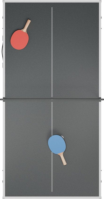 Juskys Mini Table de Tennis de Table Flexi - Noir/Argent - 152 x 71 x 71 cm - Accessoires inclus