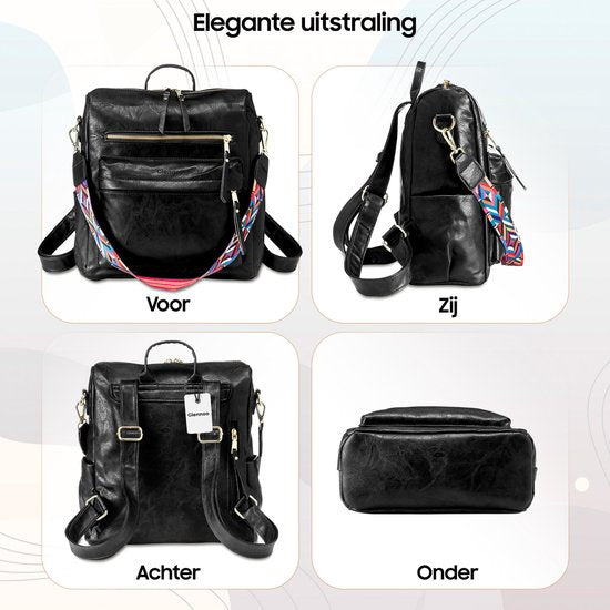 Sac à dos Glennoo - Sac à dos femmes - Imperméable - Petit - Compartiment antivol - Dos, épaule, sac à main en un - cuir PU souple