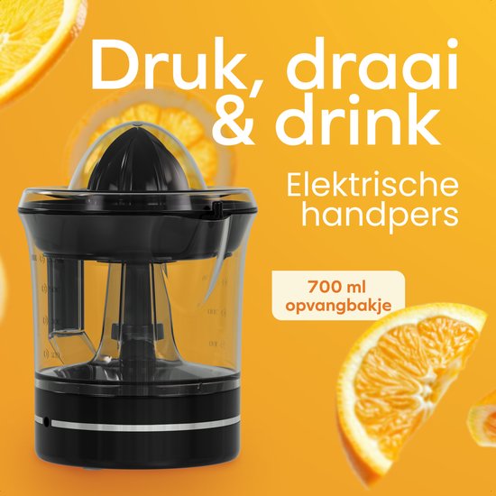 KitchenBrothers Presse-agrumes - Compact - Manuel - 0.7L - Noir