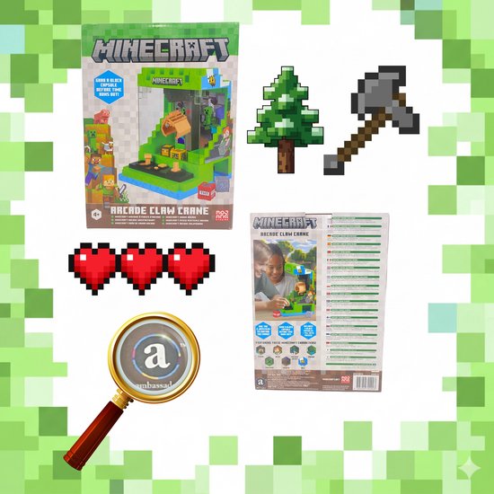A Ambassador® Minecraft Grabber - Inclut 6 blocs avec des prix - Arcade - Grue à pinces - Machines à sous - Machines à bonbons - Jeux - Jeux