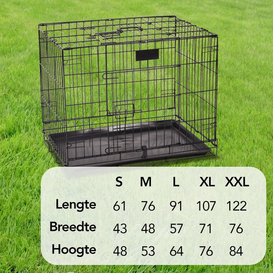 Brixy Dog Bench - Banc pour chien - Taille S - Pliable - 61 x 43 x 49 CM - 2 portes - Noir