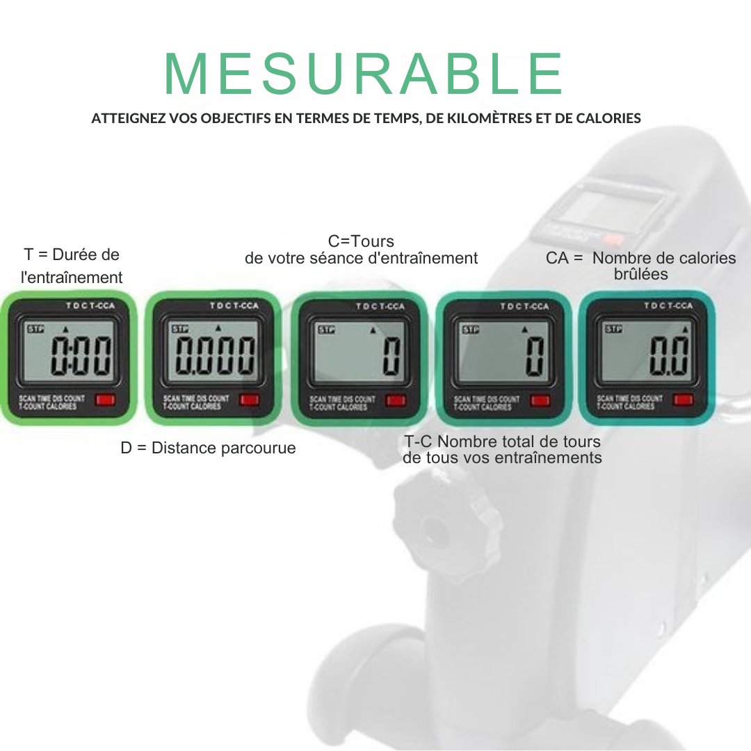 Vélo de chaise Dreaver - Ecran LCD - Tapis antidérapant inclus - Vélo de bureau - Vélo d'exercice - Deskbike - Mini vélo d'exercice - Pédalier - Fitness