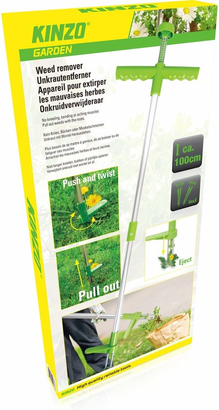 Kinzo Weed Picker - Outils de jardinage à long manche - Désherbeur à trois dents - Design ergonomique - 100 cm