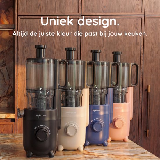Safecourt Kitchen Slow Juicer - moteur puissant [Technologie de pré-coupe et de pression à froid] - nettoyage facile - sans BPA - juicer Beige