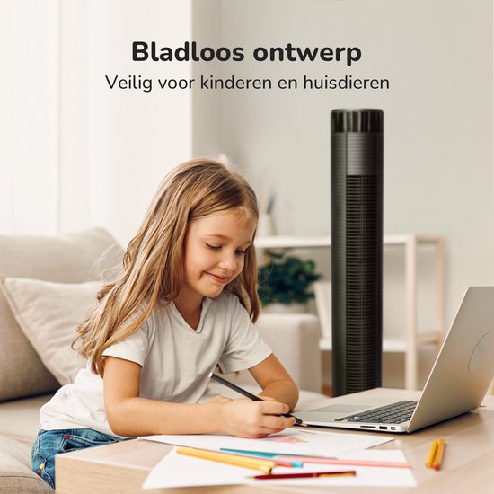 Ventilateur de tour Bloomfold - 38 pouces - Noir - Télécommande - Mode veille - Minuterie 12 heures - Affichage LED complet