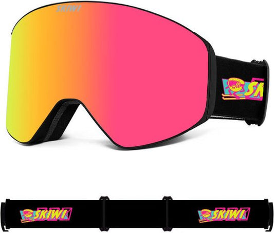 Skiwi Flashback Ski Goggles - Masque de ski homme/femme - anti-buée - 2 lentilles magnétiques - résistant aux rayures