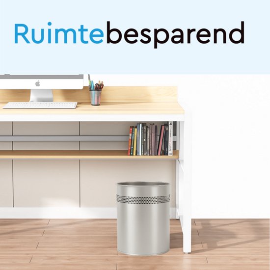BRASQ Trashcan Metal Office/Home Use - Poubelle - Corbeille à papier - Rond - Poubelles - Argent 15 litres