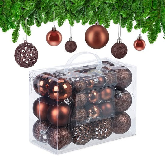 boules - lot de 50 - incassables - plastique - ∅ 3, 4 & 6 cm - marron